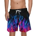 thumbnail image 2 of VBTAPA Mens Drawstring Swim Trunks Hawaiian Bathing Suit Palm Tree Print Beach Board Shorts with Pockets Lighten Sales of The Day Purple L, 2 of 5