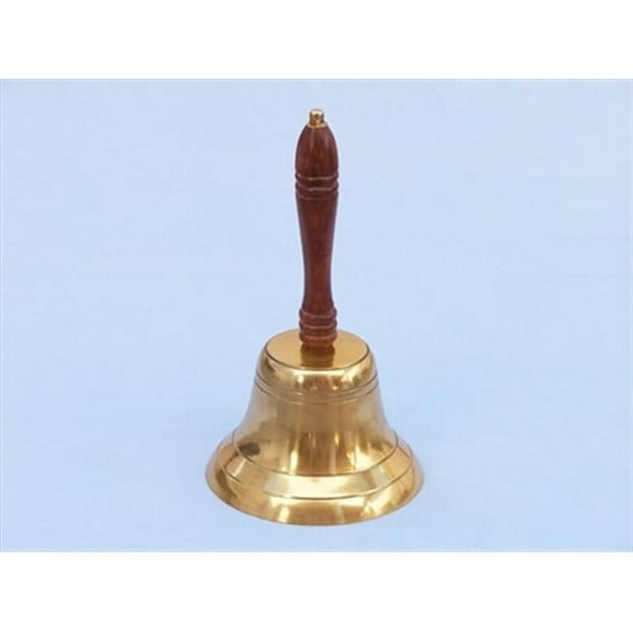 Brass Plated Hand Bell with Wood Handle 11 in