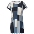 thumbnail image 3 of Vinatge Geometric Abstract Art Gray Black Blue Sundress Short Sleeve Dress Summer Women Clothes Dress for Women Dresses, 3 of 7