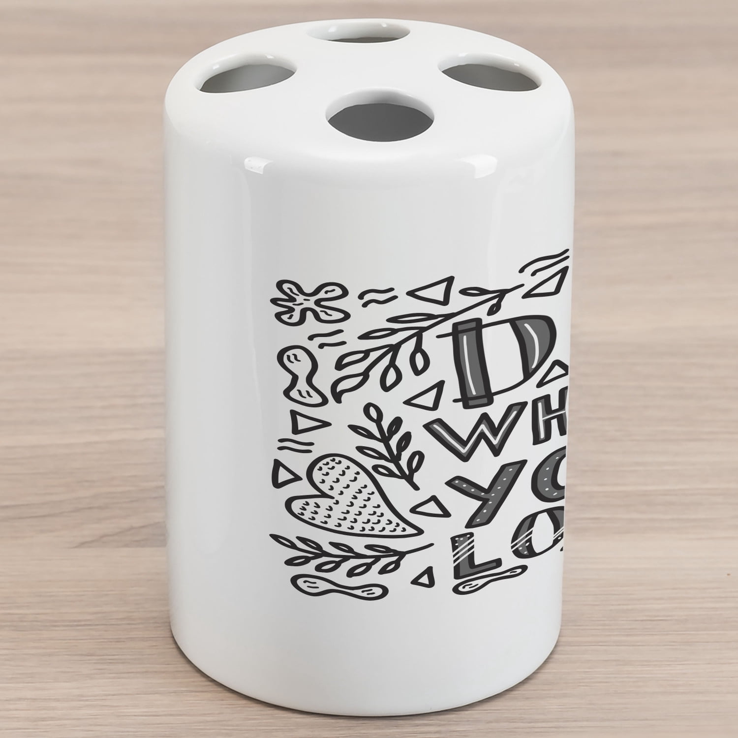 Word Toothbrush Rack Do What You Love Ceramic Toothbrush Holder, Calligraphy of Words with ...