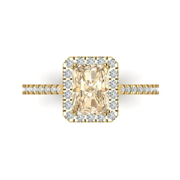 Solitaire with Accents Engagement Ring for Women - 1.86ct Natural Morganite in 18K Yellow Gold Promise Ring