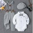 thumbnail image 3 of RUTAYY Children Boys Outfit Sets Formal Dress Up Long Sleeve Shirt Pants with Hat and Suspenders Birthday Party Versatile Travel Sets, 3 of 9