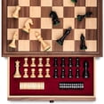 thumbnail image 1 of Juego de ajedrez A&A de madera de nogal de 38 cm con cajón de almacenamiento, 1 of 7