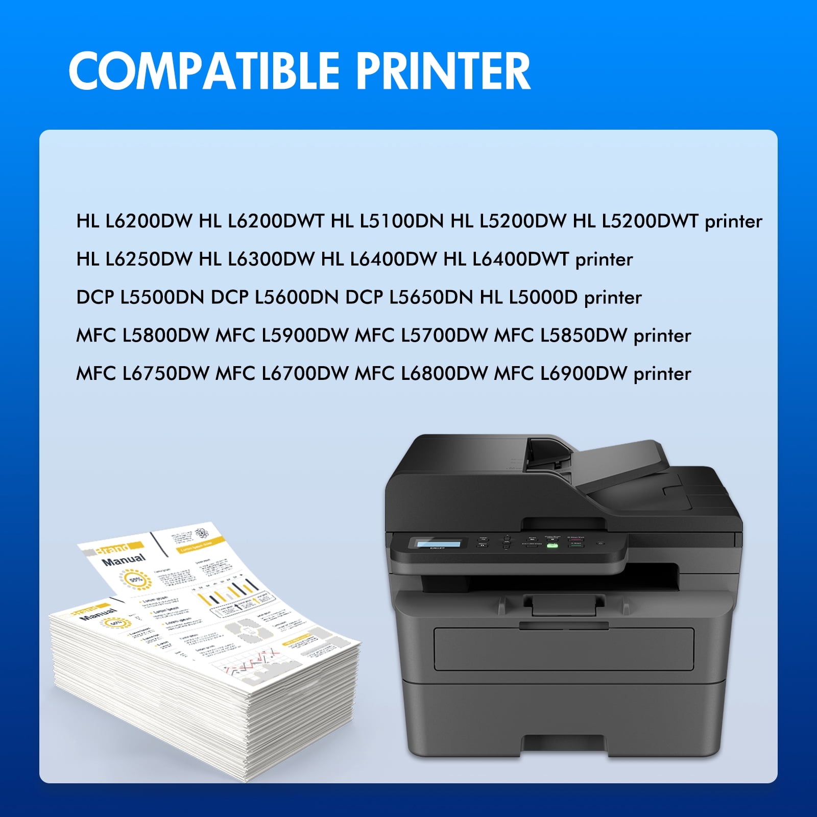 TN850 High Yield Toner Cartridge Compatible for Brother TN850 TN820 TN-850 TN 850 TN-820 Black MFC-L5900DW HL-L6200DW HL-L6200DWT HL-L5200DW MFC-L5700DW MFC-L5850DW MFC-L6800DW Printer Ink 2-Pack