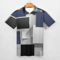 thumbnail image 3 of Gray Blue Geometric Abstract Pattern Men Zipper T-shirt Summer Casual Short Sleeve T-shirt Top, 3 of 7
