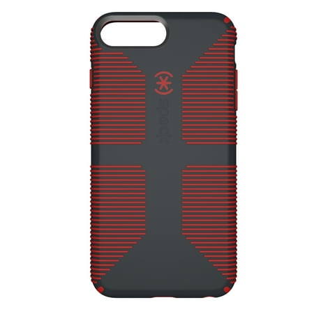 Speck CandyShell Grip Case for Apple iPhone 8 Plus, iPhone 7 Plus, and iPhone 6 Plus, Gray/Red