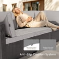 thumbnail image 2 of Patio Furniture Set - All-Weather - 7 Piece Patio Outdoor Conversation Set, Modular Wicker Rattan Sectional Sofa for Backyard, Garden, Poolside, Balcony, Porch, Patio, Black/Light Gray, 2 of 7