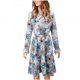 thumbnail image 1 of Vestido midi de manga larga con volantes y puños acampanados con estampado floral para mujer Pompotops hdfakjf2215, 1 of 1