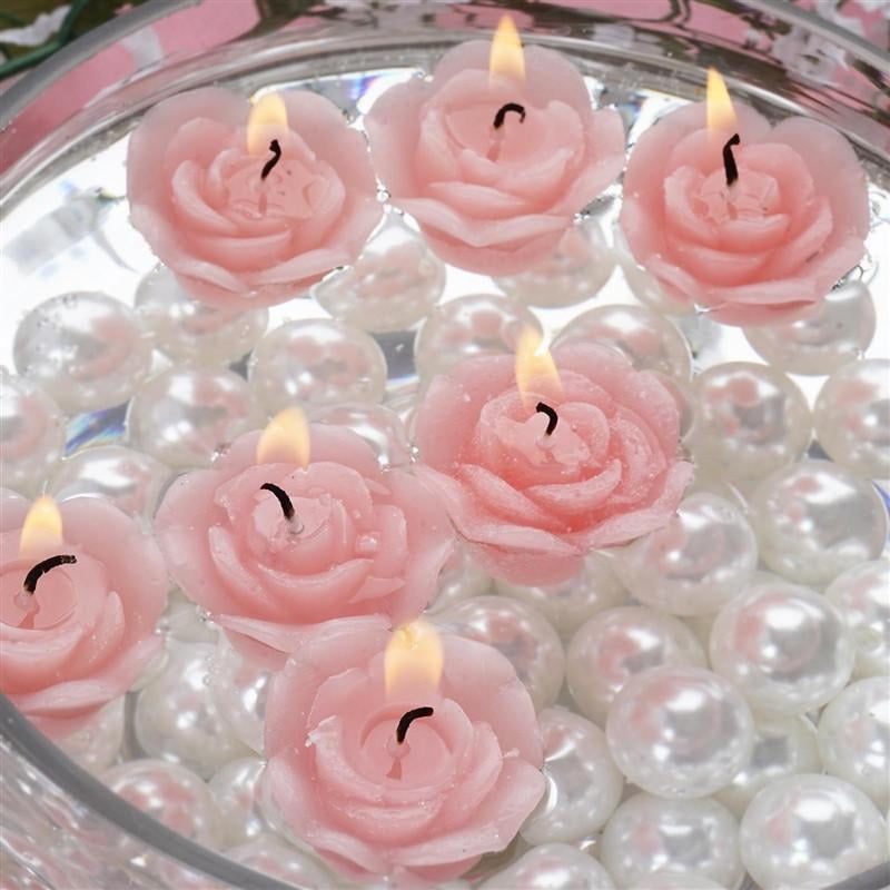 12 Pack 1" Pink Mini Rose Flower Floating Candles