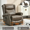 thumbnail image 2 of 360° Swivel Recliner Chair Rocker with Massage and Heating for Elderly, Genuine Leather Lounge Single Sofa with Adjustable Footrest and Backrest, Grey, 2 of 7