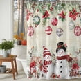 thumbnail image 2 of Christmas Xmas Shower Curtain, 66" x 72", Elk Snowman Bird Poinsettia Retro Letter Waterproof Bathroom Curtain Washable Shower Curtain Set with 12 Hooks, 2 of 6
