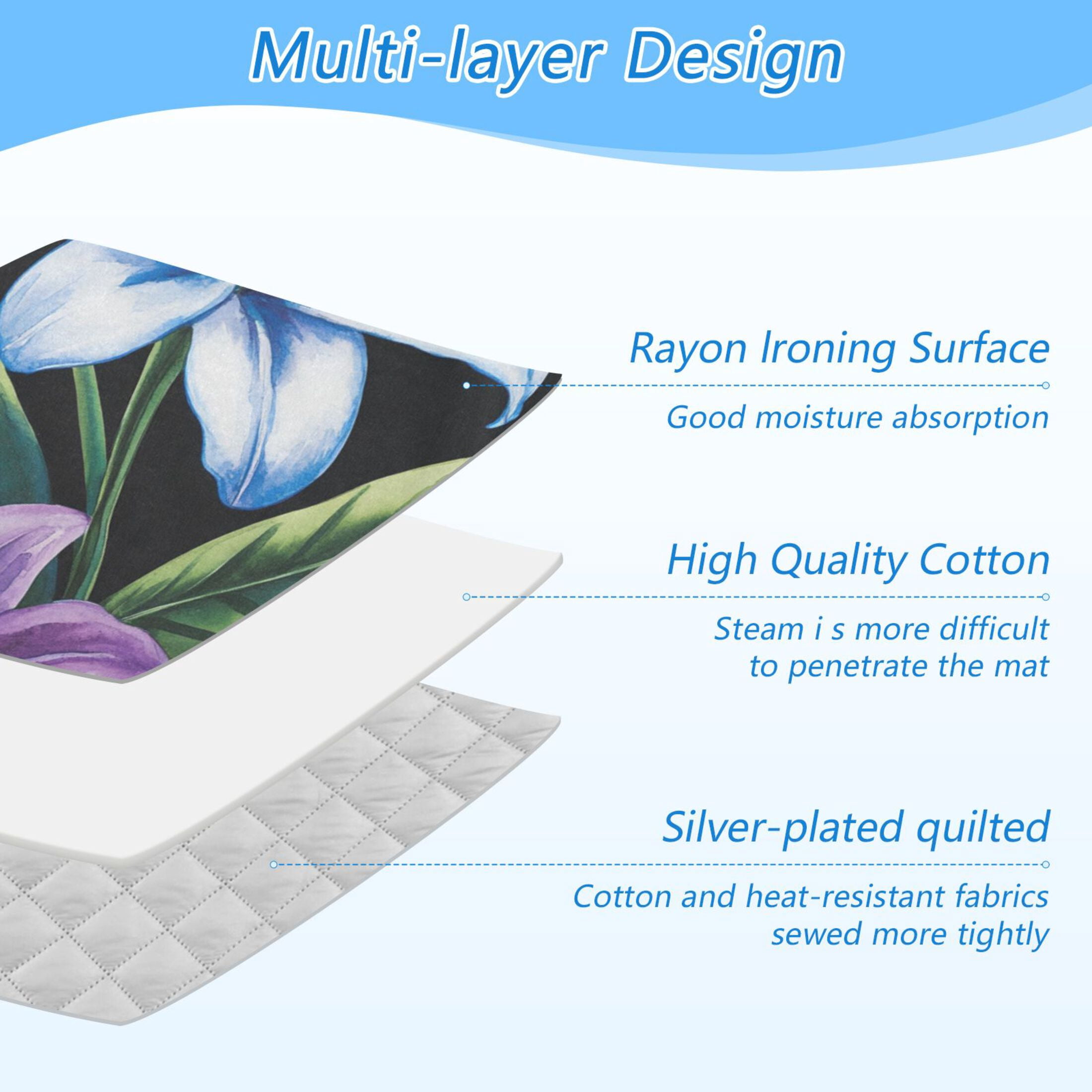 Various Flowers Ironing Mat Blanket for Table Top Travel Portable Ironing Board Pad 47.2x27.6 Inch