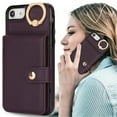 thumbnail image 5 of Allytechgroup iPhone SE 2022/2020/ iPhone 8 7 Wallet Case, Ring Holder Stand Cards Slots Shockproof Retro Flip Back Cover Phone Case for Apple iPhone SE 3rd 2nd Gen/ iPhone 8 7, Purple, 5 of 7