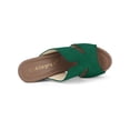 thumbnail image 4 of BLISSFUL STEP Women's Faux Suede Platform High Block Heel Slides Sandals Green 7, 4 of 7