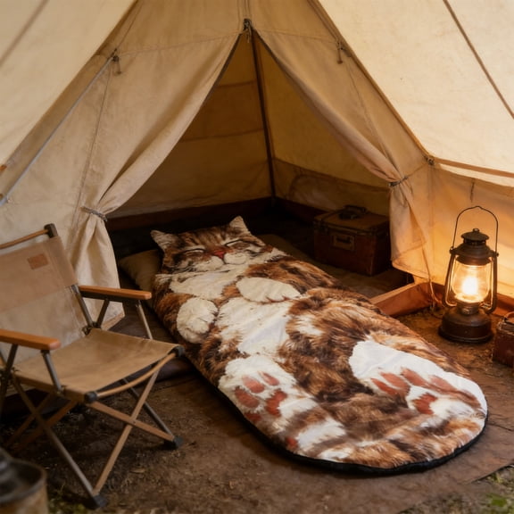 Cat Sleeping Bag for Human, Adorable Cat Envelope Sleeping Bag, 68.9x31.5 Inch Washable Warm Blanket Suitable for Friends Staying Overnight, Camping, and Car Trips