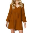 thumbnail image 4 of Weardear Women's Deep V Neck Dress Loose Shift Mini Tunic Dresses for Women 2024, 4 of 6