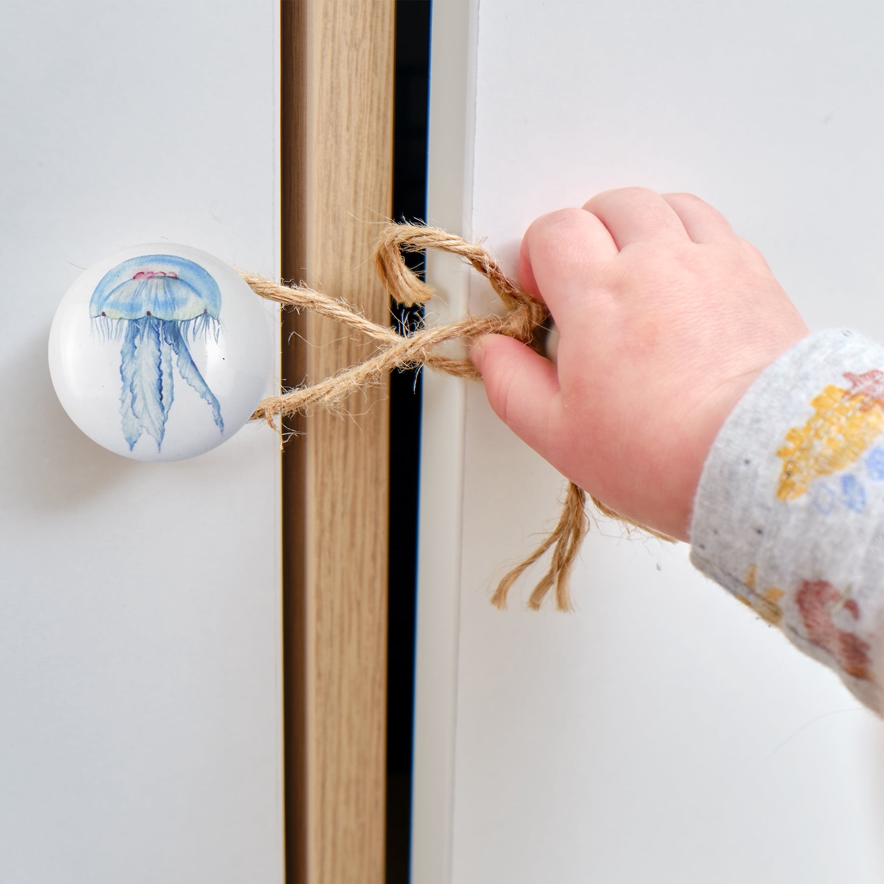 Jamjam Set of 6 Ceramic Beach Coastal Themed Cabinet Drawer Dresser Knobs Octopus Door Handle and Pulls 1.5 X 1.5 Inches