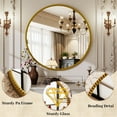 thumbnail image 4 of BEAUTYPEAK 24" Round Bathroom Mirror Vanity Mirror Wall Mounted With Beaded Frame,Gold, 4 of 10