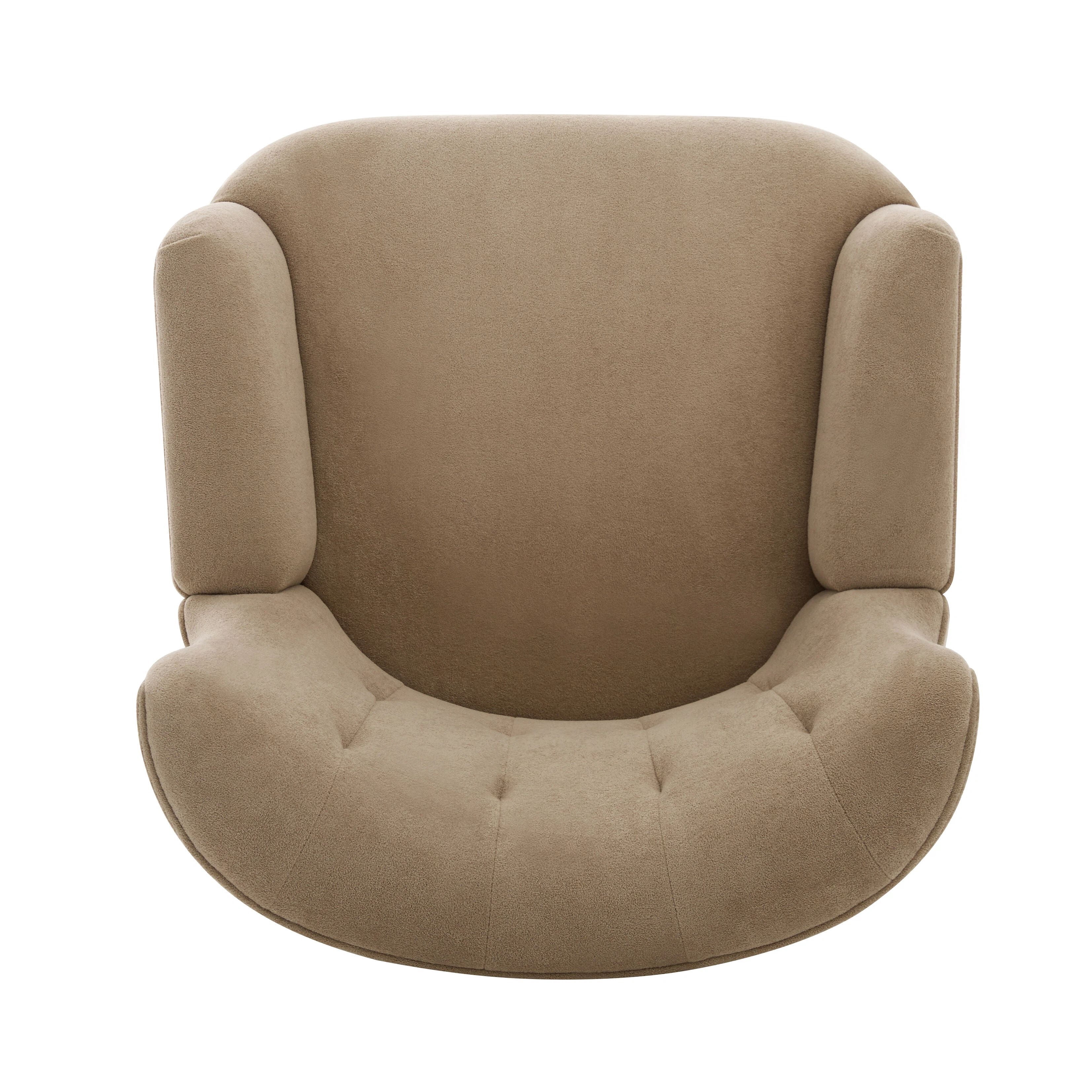 Euroco Modern Accent Chair,Upholstered Armchair with Round Arm & Solid Wood Legs,Comfy Reading Chair Club Chair for Bedroom, Living Room,Brown