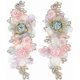 thumbnail image 1 of 2 apliques de bordado floral 3D con diamantes de imitación rosas, apliques de flores de poliéster con lentejuelas, encaje para coser en parche de tul, 1 of 6