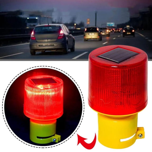FurNest LED Solar Powered Warning Lights Flash Strobe Beacon Barricade Road L