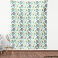 thumbnail image 4 of Flower Fabric by the Yard, Circular Blossoms Herbs Leaves and with Geometrical Elements, Decorative Upholstery Fabric for Chairs & Home Accents, Pale Blue Orange by Ambesonne, 4 of 5