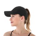 thumbnail image 1 of Gorra de béisbol con cola de caballo entrecruzada para mujer, gorro de secado rápido con moño desordenado y parte superior ajustable (azul), 1 of 5