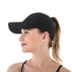 thumbnail image 4 of Gorra de béisbol con cola de caballo cruzada para mujer, ajustable, con moño alto y desordenado, de secado rápido (negro), 4 of 4