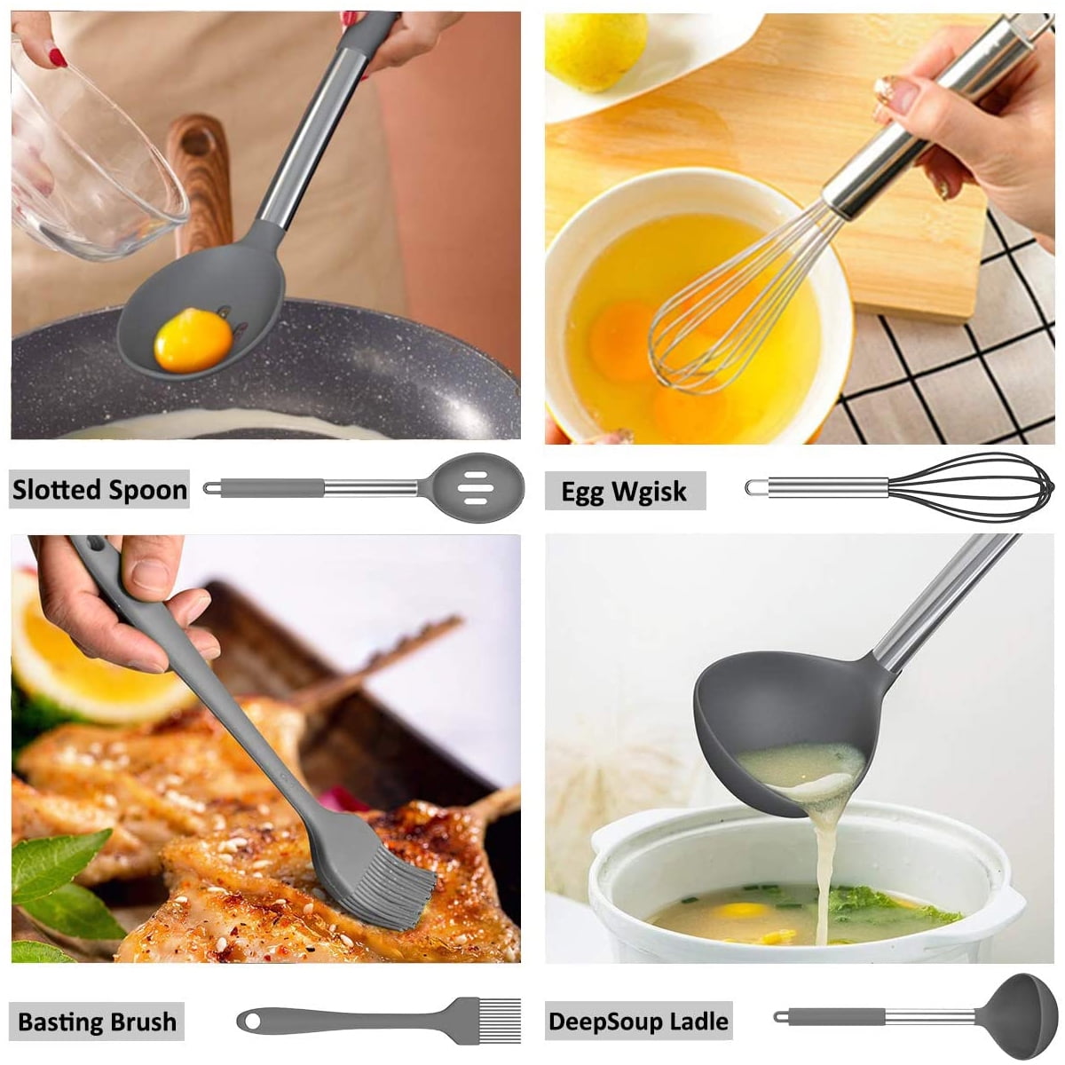 Kitchen Utensils Set Silicone Cooking Utensils Set for Nonstick Cookware -  Silicone Spatula Set And …See more Kitchen Utensils Set Silicone Cooking