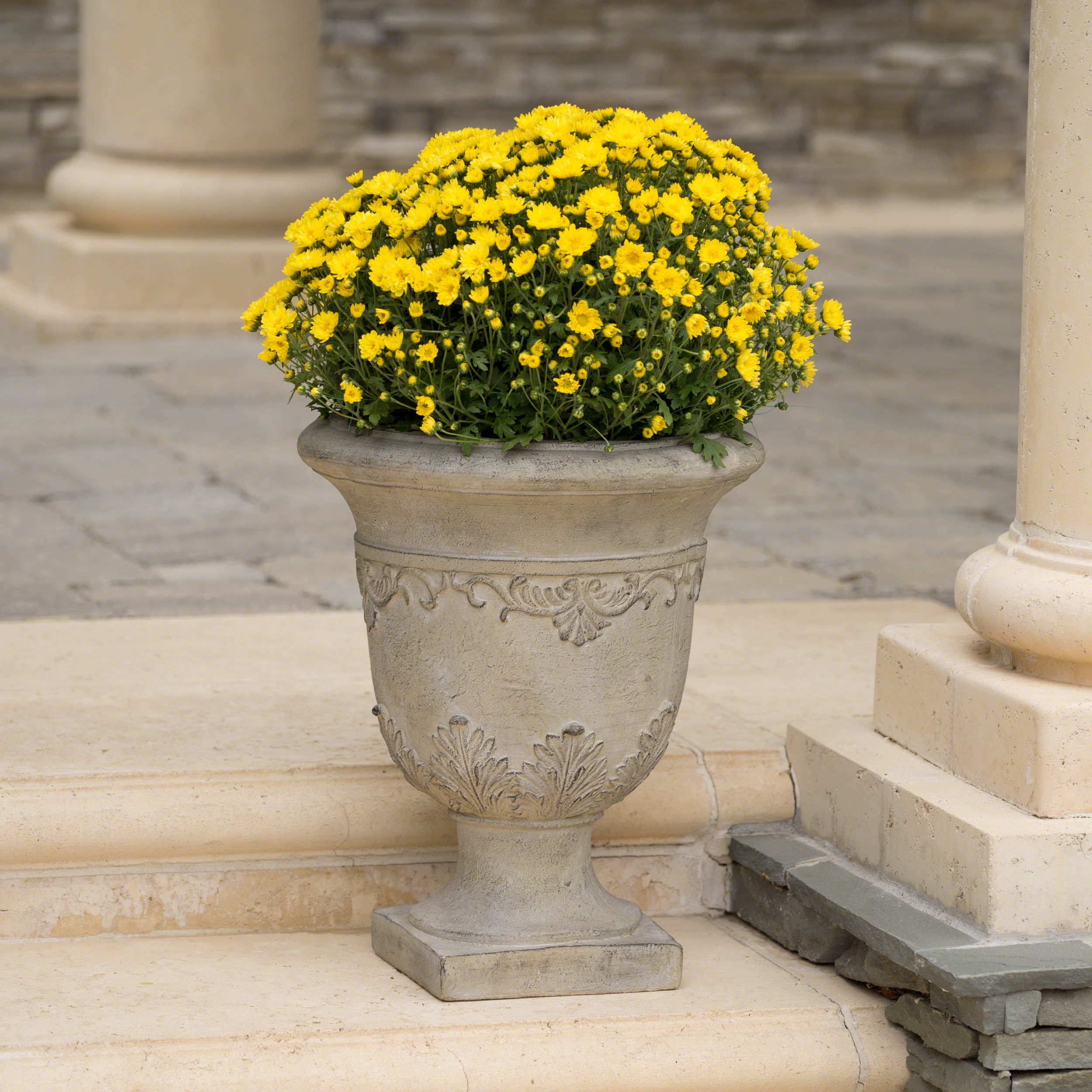 Noble House Lynette Stone Urn, Antique Green by Noble House