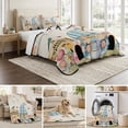 thumbnail image 6 of Twin Quilt Set 68''x86'', Spring Gnomes Floral Lightweight Summer Bedspread Coverlet Set with 2 Pillow Shams, Pink Tulip Botanical Beige Burlap Breathable All Season Quilt Bedding for Dorm/Bedroom, 6 of 9