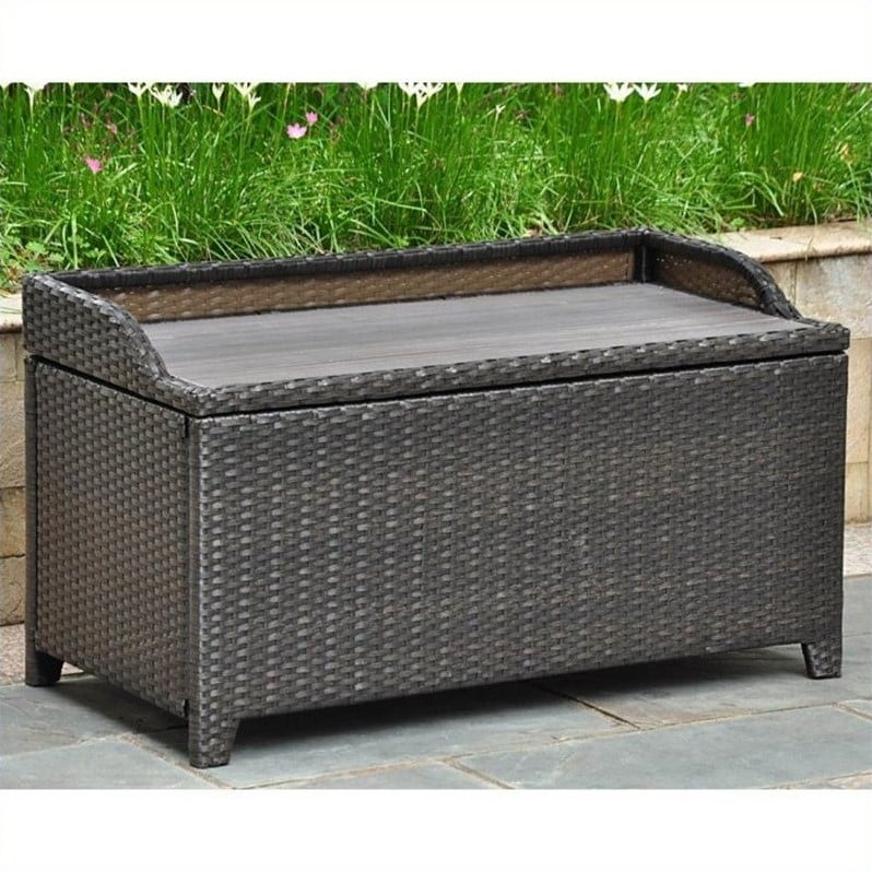 International Caravan Barcelona Patio Storage Bench In Chocolate