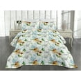 thumbnail image 2 of Ambesonne Flowers Colorful Quilted Bedspread Set 3 Pcs, Nature Feel Spring, Twin, Green Pale Blue and Orange, 2 of 4