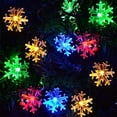 thumbnail image 3 of Viworld 23ft 50 LED Solar Christmas Snowflake Lights, Outdoor LED Snowflake Lights, Multi-Color Snowflake Lights String for Xmas Backyard Garden Patio Decorations, 3 of 7