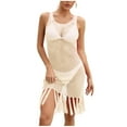 thumbnail image 2 of UPPADA Womens Swimwear Crochet Cover Ups Summer Beach Dress Vacation Outfits Hollow Out Knit Bathing Suit Coverups Beach Dresses Beige,L, 2 of 7
