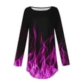 thumbnail image 4 of Sakmal Tops Long Sleeve Purple Flame Graphic Crew Neck Tunic Womens Shirts Plus Size, 4 of 5