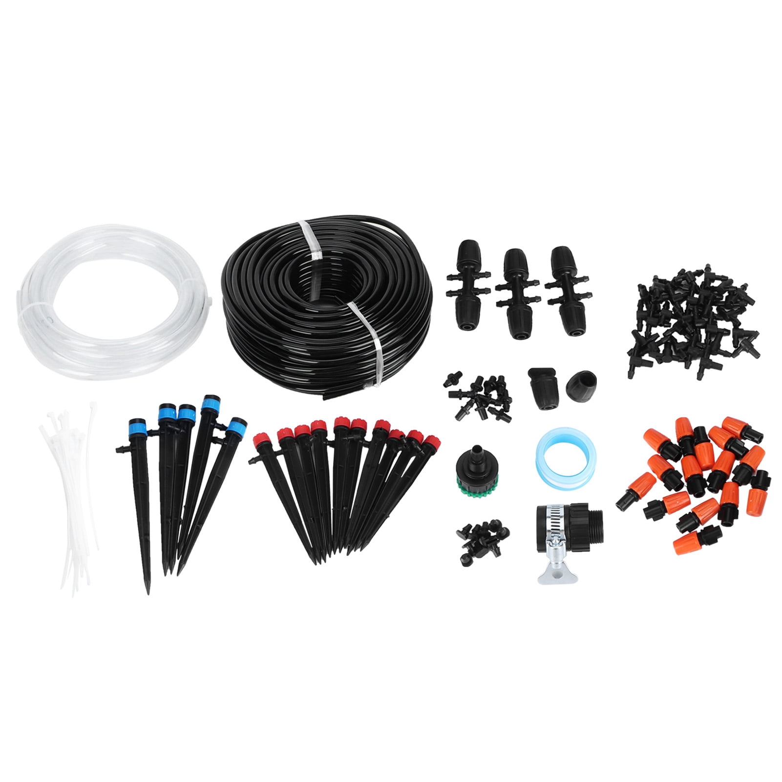 Rupoun 131.2 ft / 40m Drip Irrigation Kit Automatic Plant Watering System with Misters, Sprinklers, and Adjustable Flow Nozzles for DIY Garden and Greenhouse
