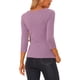 thumbnail image 3 of BLUSA RUCHADA PARA MUJERES CHIC INSPIRE CON BOTONES DECORATIVOS, CUELLO EN V, MANGA 3/4, TEJIDO SÓLIDO, TAMAÑO 3XL, GRIS MORADO, 3 of 6
