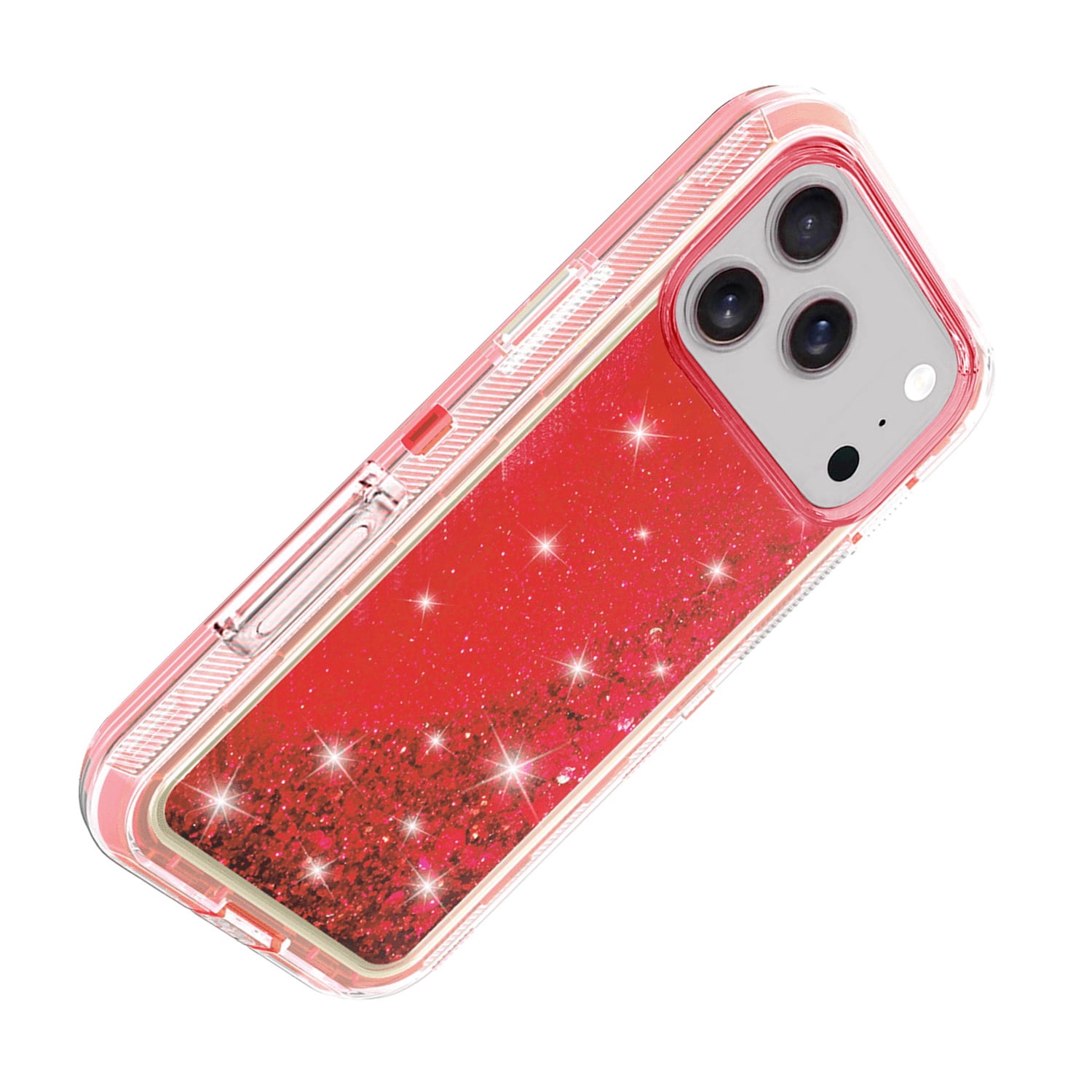 Sparkling Liquid Quicksand Protective Case for iPhone 17 Pro Max - Red