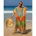 thumbnail image 4 of Edolynsa Bohemian Print Kaftan Plus Size Bathing Suit Cover Up for Women Elegant Beach Dress Loose Loungewear, 4 of 9