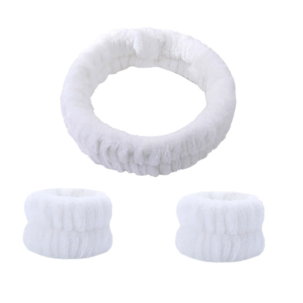 Conjunto de diadema y muñequeras de lavado de cara Yuyangstore blanco