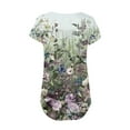 thumbnail image 5 of Women Casual Plus Size Sexy T-shirt Tops Button Neck Top Loose T-shirt Top Floral Print Top V Neck Short Sleeve Tops, 5 of 6