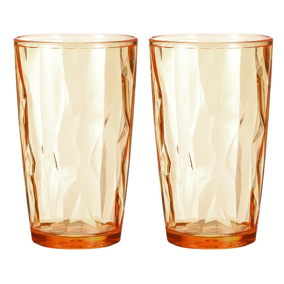 Uxcell 17oz Acrylic Drinking Glasses, 2Pack Plastic Reusable Tumblers Drinkware for Home Outdoors, Orange