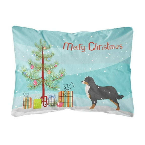 Carolines Treasures BB2937PW1216 Bernese Mountain Dog Merry Christmas Tree Canvas Fabric Decorative Pillow, 12H x16W,