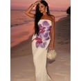 thumbnail image 3 of Women Y2k Strapless Maxi Dress Summer Backless Floral Long Tube Dress Off Shoulder Cocktail Party Dress  M, 3 of 8