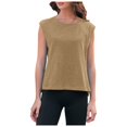 thumbnail image 2 of Summer Savinghs KIHOUT Summer Tops for Women, Women's Summer Casual Fashion Printed Loose Round Neck Sleeveless Tops (Khaki S), 2 of 9