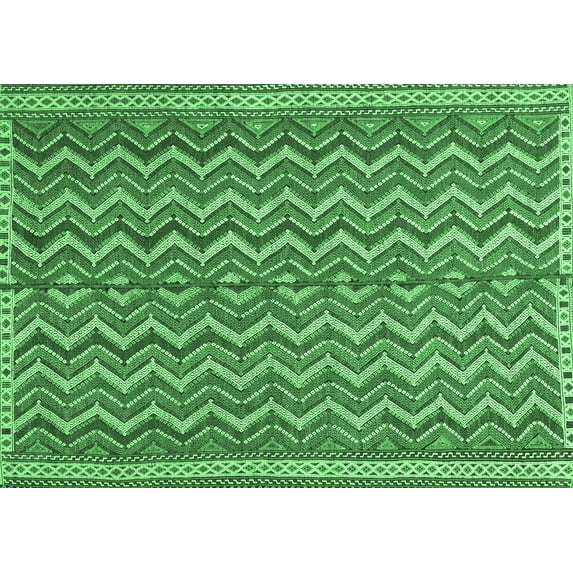Ahgly Company Indoor Rectangle Southwestern Emerald Green Country Area Rugs, 2' x 5'