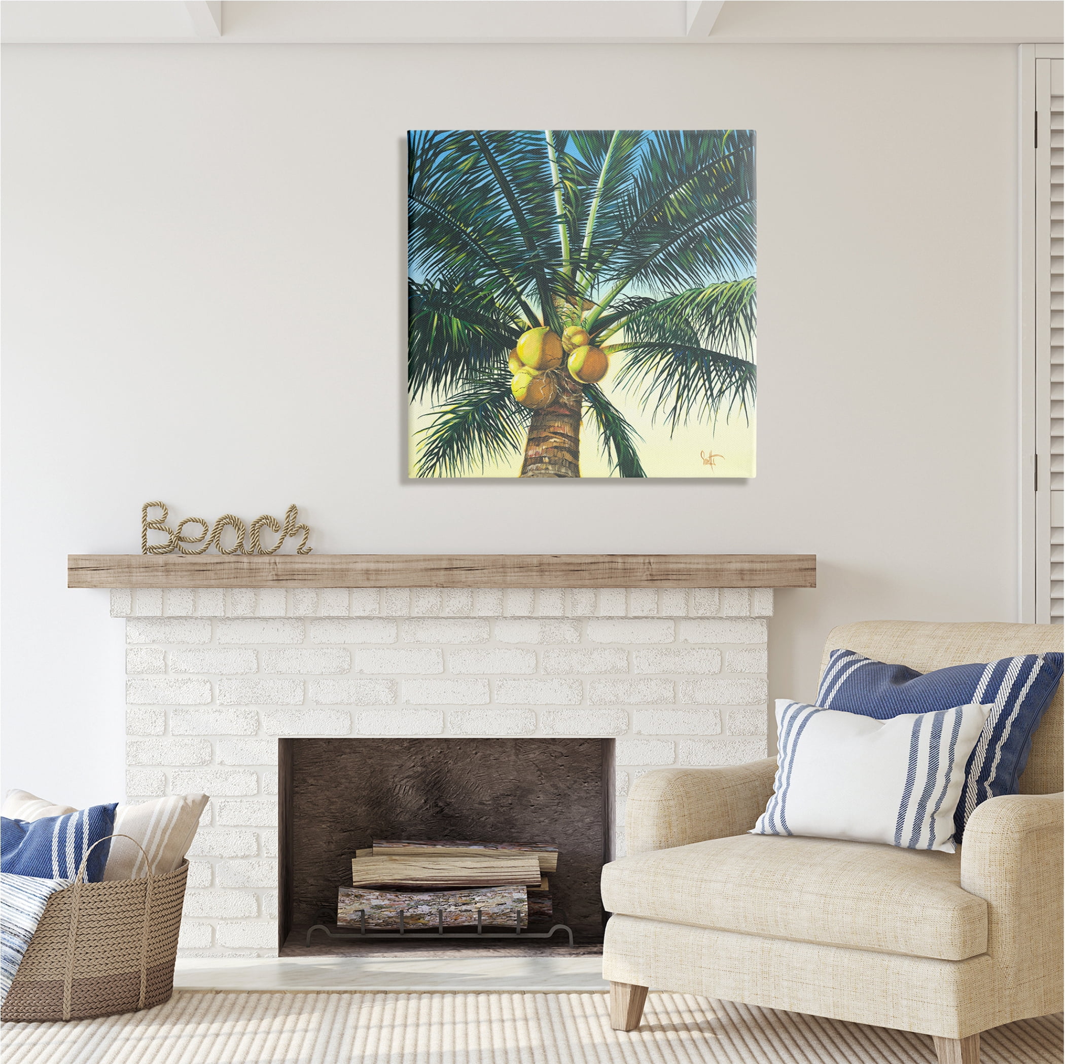 Stupell Industries Branching Out Palm Tree Botanical & Floral Painting Gallery Wrapped Canvas Print Wall Art, 30 x 30
