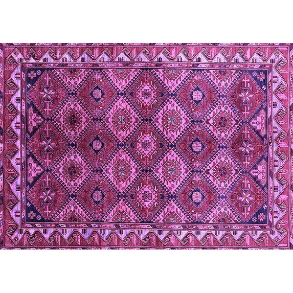 Ahgly Company Indoor Rectangle Oriental Purple Industrial Area Rugs, 7' x 10'