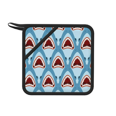 

1 Pc Silicone Anti-Hot Hot Pads Oven Mitts Heat Resistant Pot Holders With Pockets Non Slip Oven Glove Potholder For Kitchen Cooking Bbq Baking 7.1in Shark Pattern Sea Predator